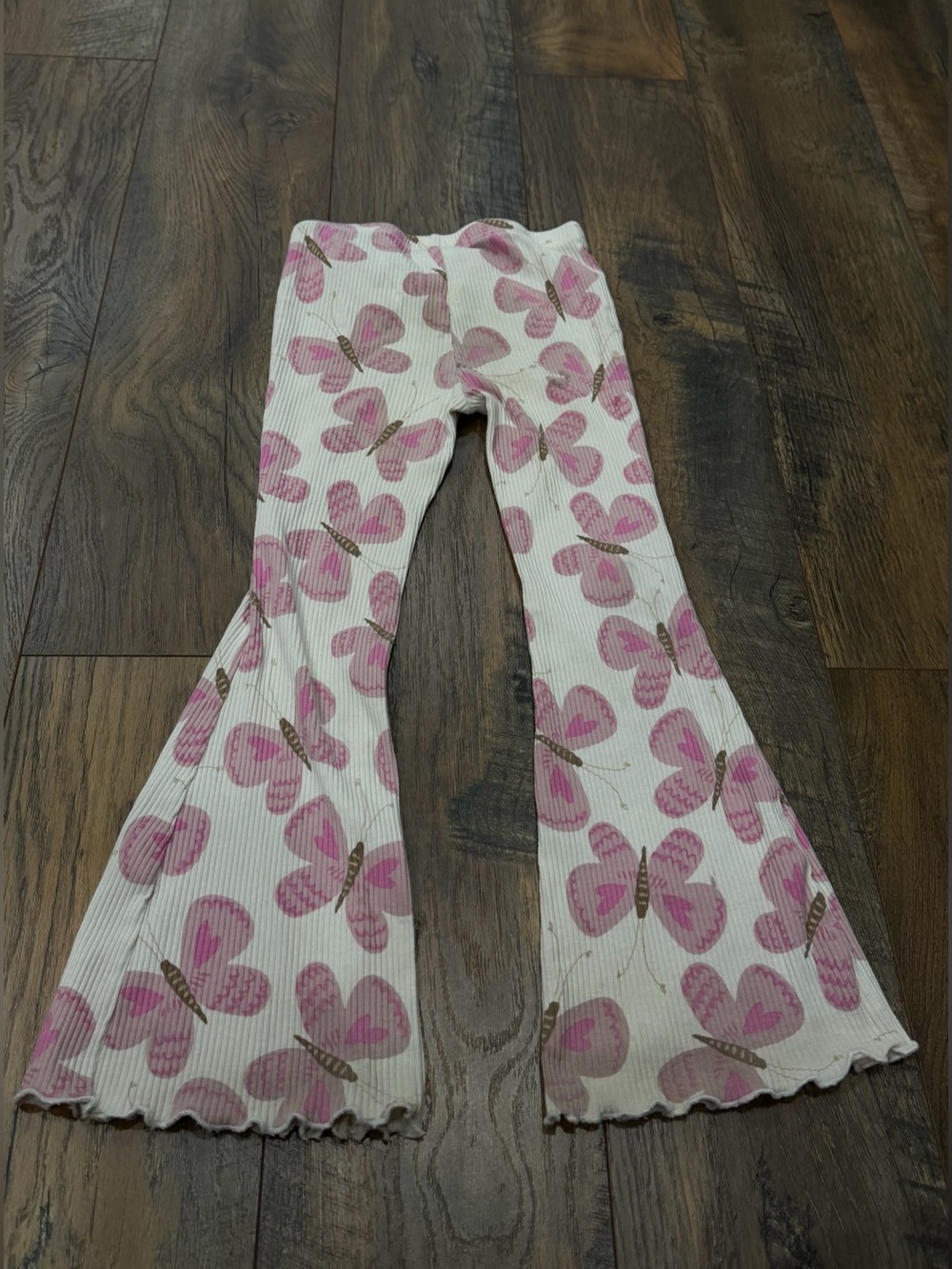 Old Navy Girls Ribbed Flare Leggings Pants, Butterfly Print Size 5T, Pink White - Picture 5 of 5
